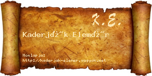 Kaderják Elemér névjegykártya